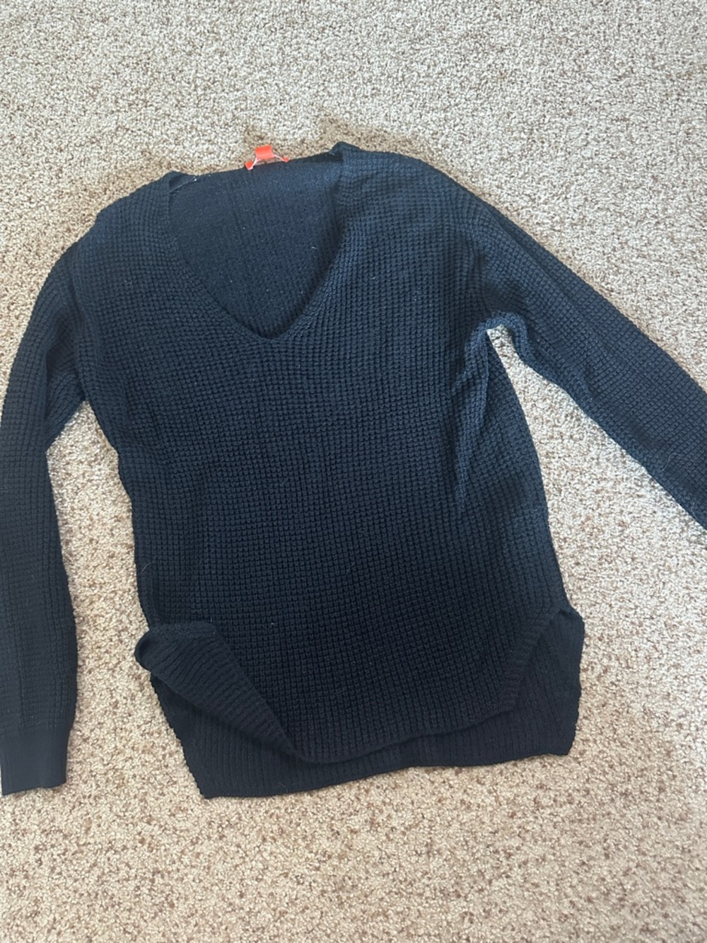 Joe Fresh Men's Black V-Neck Waffle Knit Sweater